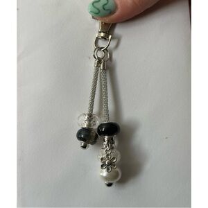 Elegant Silver and Black Charm Keychain